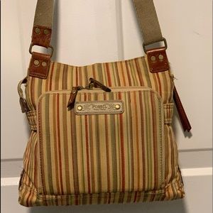 Fossil Fabric Striped Crossbody Handbag